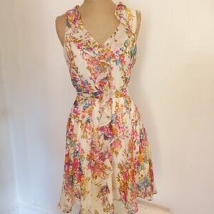 Vibrant Floral V-Neck Mini Dress